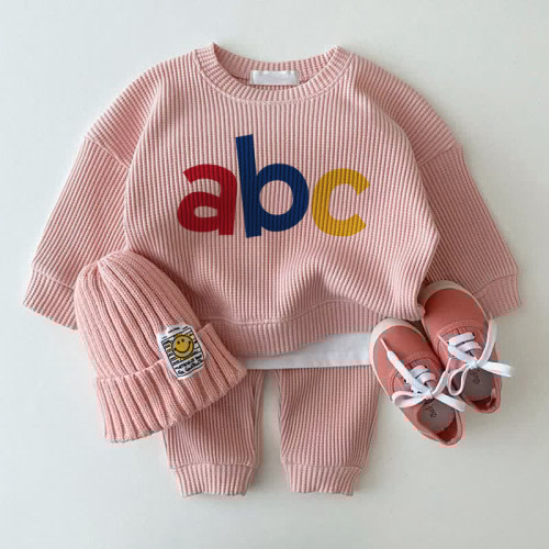 ABC Baby 2-Piece Pink Waffle Set