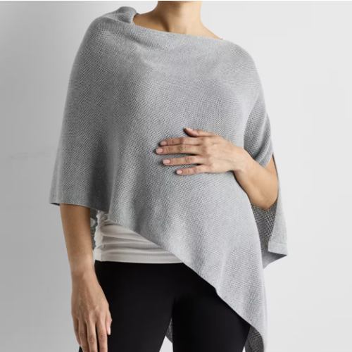 Lightweight Cotton Cashmere Nursing Shawl in Heather Grey