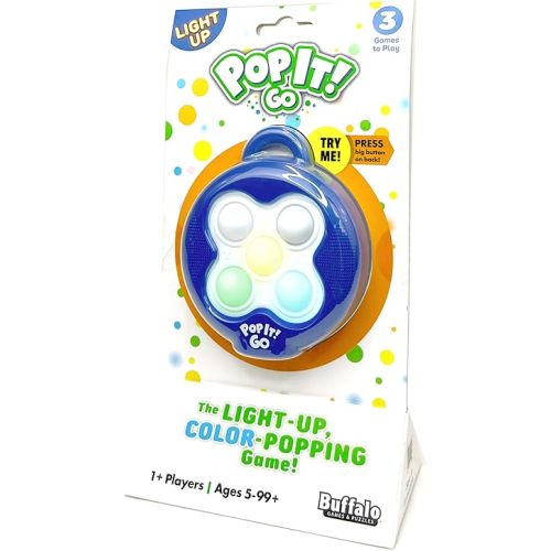 Pop It Go - The Original Light Up - Colorful Pattern Popping Game for Kids and Families on The go, Ages 5 and up, from Buffalo Games