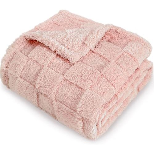 HOMRITAR Baby Blanket for Girls 3D Checkerboard Grid Ultra- Soft Fluffy Toddler Blanket for Kids Warm Cozy Chessboard Chocolate Design Infant Blanket 30 x 40 Inches Pink