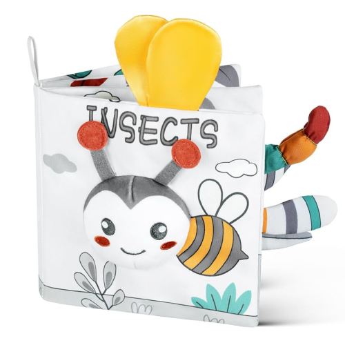 Soft Baby Book Toy - Newborn Crinkle Touch and Feel for 0-6 Months, 3D Toddler & Kids Toy, Gift for Boys & Girls (Bee)
