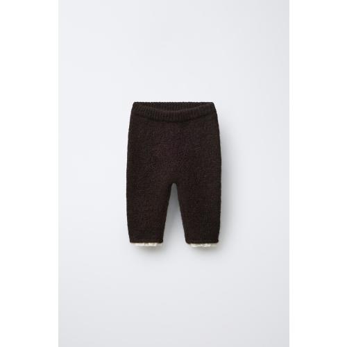 LACE TRIM KNIT LEGGINGS - Brown | ZARA United States