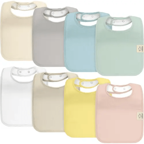 KeaBabies 8-Pack Organic Baby Bibs for Boys, Girls - Super Absorbent Cotton Drool Bibs for Baby Girl & Boy, Teething Toddler, Drooling Newborn, Ultra Soft & Machine Washable (Dawn)
