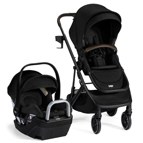 Britax Prism Travel System with Willow S Infant Car Seat — Raven Black | Car Seat Stroller Combo With Alpine Base; One-Step Stroller Fold & Telescopic Handlebar; ClickTight Car Seat Installation