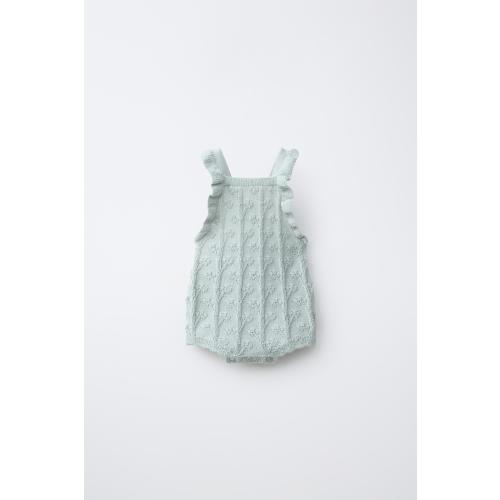 PELELE PUNTO VOLANTITO CON LINO - Verde pastel-12-18 months | ZARA Estados Unidos de América / United States