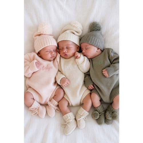 Embroidered Knit Sweater Bubble Romper | Solids