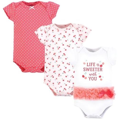 Hudson Baby Baby Girls Cotton Bodysuits 3-pack