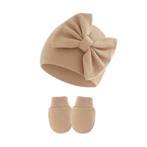 Newborn Baby Girl Hats and Mittens Set Cotton Bow Beanie Preemie Hats Infant Caps for Baby Girls