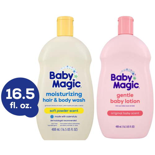 Baby Magic Gentle Bath & Lotion Bundle, Hair & Body Wash 16.5 oz + Original Scent Lotion 16.5 fl oz