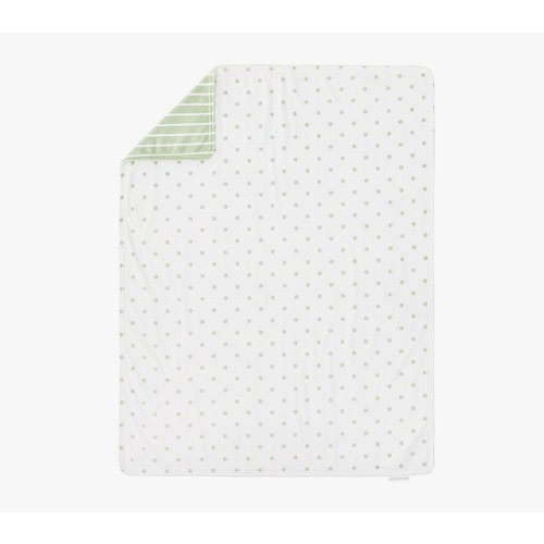 Dot & Stripe Chamois Baby Blanket - Green