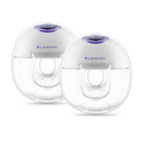 Lansinoh Discreet Duo Wearable Breast Pump, Hands Free Breast Pump, 4 Pumping Modes, 9 Levels Hospital Strength Suction, LED Display, Leak-Resistant Design, 2 Breast Flange Sizes Included: 24mm & 21mm