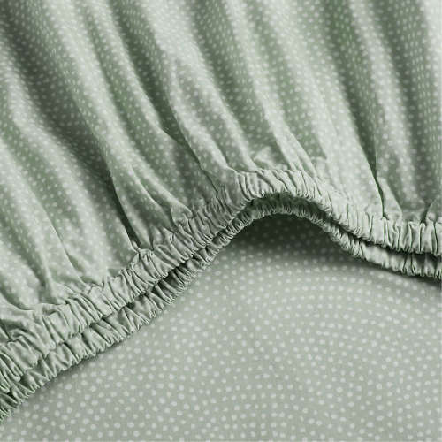 Batik Verte Green Organic Cotton Baby Fitted Crib Sheet by Leanne Ford
