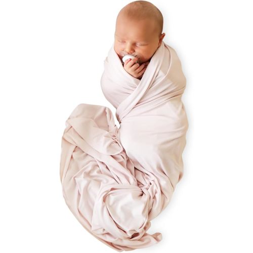 Caden Lane Baby Swaddle & Receiving Blanket, Soft, Breathable & Temperature-Regulating Bamboo Viscose Fabric for Swaddling Newborns, Gender Neutral Infant Blanket for Boys & Girls, Pale Pink