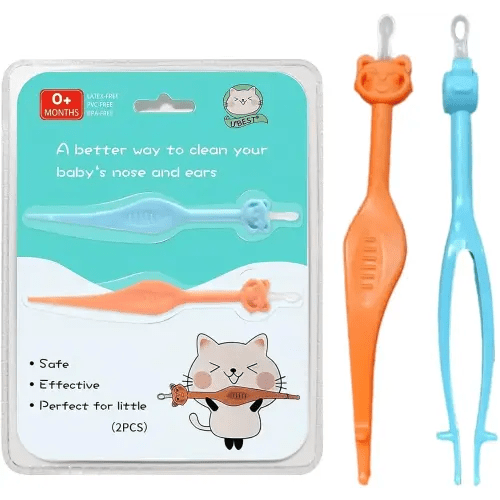 Two Pack 3 in 1 Baby Nose and Ear Gadget, Safe Baby Nose and Ear Cleaner, Nose Cleaning Tweezers for Infants and Toddlers