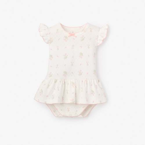 Folklore Floral Organic Cotton Pointelle Bubble Romper
