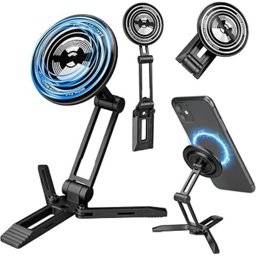 Magnetic Magsafe Mini Foldable Small Phone Tripod Stand Holder for iPhone (Black)