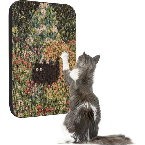 Art Cat Scratcher, Wall-Mountable Cat Scratching Board, Cat Wall Scratcher 16.7x11x1 Inch Cat Scratch Pad and Cat Scratchers for Indoor Cats Toy Furniture Protector(Flower Garden)