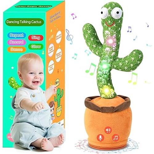 Dancing Talking Cactus Adjustable Volume Stocking Stuffers for Baby Toddler, Boys Girls Gifts Singing Mimicking Recording Repeating Baby Toys 0-18 Months with Songs (Classic)