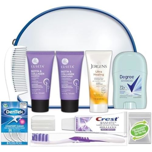 Convenience Kits International Women's Luseta Kit, Travel Size Toiletry Kit for Women, Gifts for Women, 10 Piece Set
