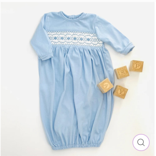 Baby Boy Smocked Layette Gown - Blue – Pleats and Stitches