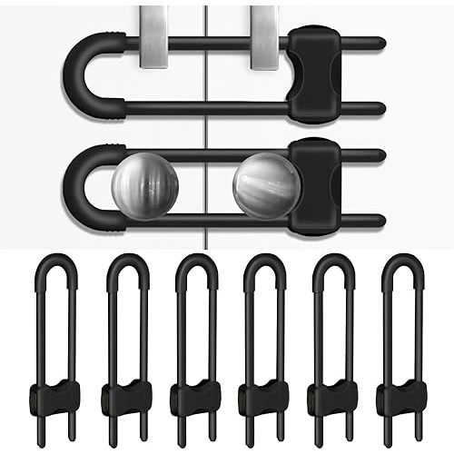 Cabinet Locks for Babies, Baby Proofing Cabinets, 6 Pack U-Shaped Child Locks for Cabinets, Child Proof Cabinet Latches,Child Safety Cabinet Locks with Adjustable by SPISPI(Black)
