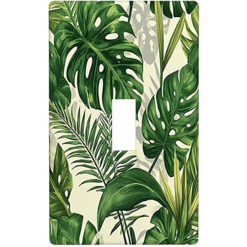 Moslion Green Palm Leaf 1-Gang Toggle Wall Plate Plant Tree Banana Leaves Botany Light Switch Plug Covers Home Kitchen Bathroom Bedroom Decor