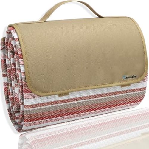 scuddles Picnic Blanket Extra Large 60 X 80, 3 Layers Outdoor Blanket, Water-Resistant Handy Mat Tote Spring Summer Blanket for The Beach