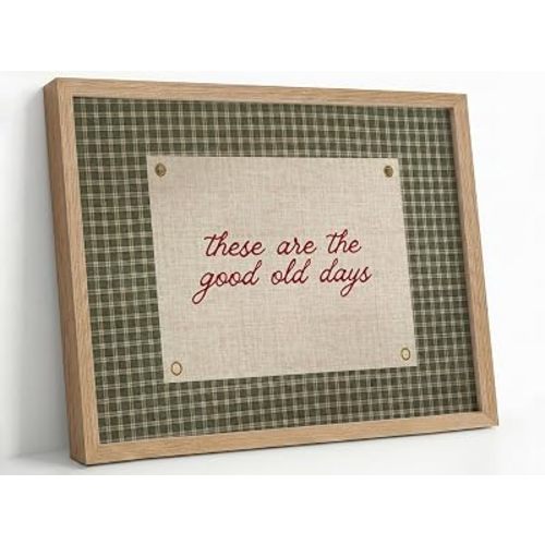 Framed These Are The Good Old Days Canvas Wall Art Happy Positive Quote Motivational Gingham Wall Decor Picture Inspirational Family Poster Print for Living Room Bedroom Bathroom Home Decoration