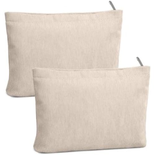FITDON 2PCS Cosmetic Bags for Women Makeup Bag for Purse Small Corduroy Makeup Pouch Travel Make Up Bag with Zipper Toiletry Bag Organizer