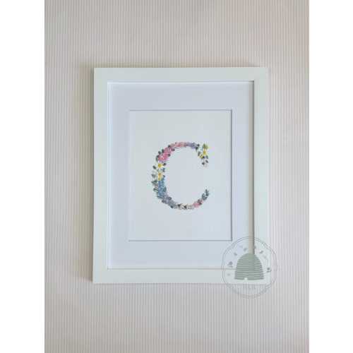 Floral Initial Wall Art, Custom Embroidered Letter, Personalized Nursery Decor