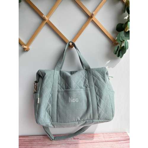 Personalized Organic Muslin Diaper Bag: Embroidered Baby Hospital Bag