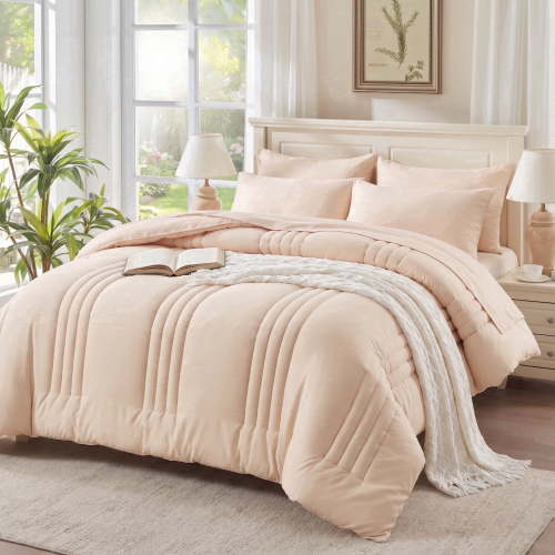 BDEUS Queen Comforter Set 5 Pieces,Comforter Set,Bed in a Bag, Bedding Set with Comforter,Fitted Sheet,Flat Sheet,Pillowcase, All Season