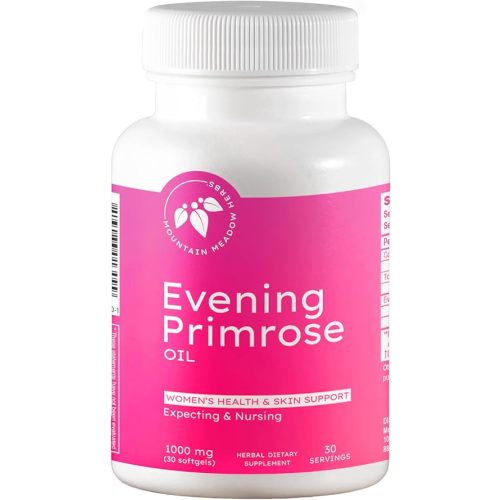 Mountain Meadow Herbs Evening Primrose Oil 1,000mg – Omega-6 Fatty Acids for Women’s Health, Supports Clear Skin & Hormonal Balance, Gluten-Free, Easy-to-Take Softgels (30 Count)