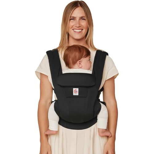 Ergobaby Omni Deluxe Baby Carrier Newborn to Toddler - Breathable Baby Carriers for Summer - All-Position Carrier with Enhanced Lumbar Support & Airflow (7-45 Pounds), Cotton, Onyx Black