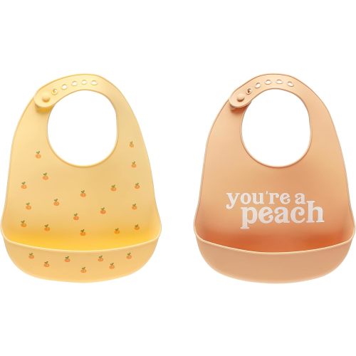 Pearhead You're a Peach Silicone Baby Bibs, Set of 2