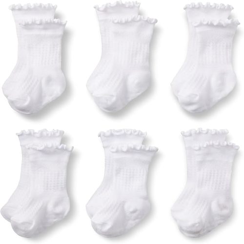 Amazon Essentials x Sofia Grainge Toddlers and Baby Girls' Scallop Top Socks, 6 Pairs