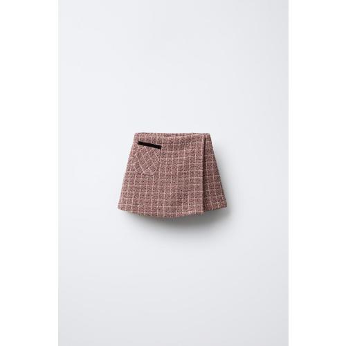 PRINTED VELVET POCKET SKORT - Pastel pink | ZARA United States