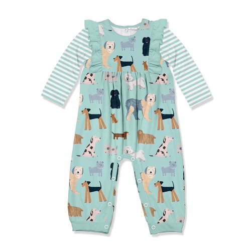 Millie Loves Lily Infant Mint Doggy Dog Ruffle-Trim Playsuit(3M-3T)