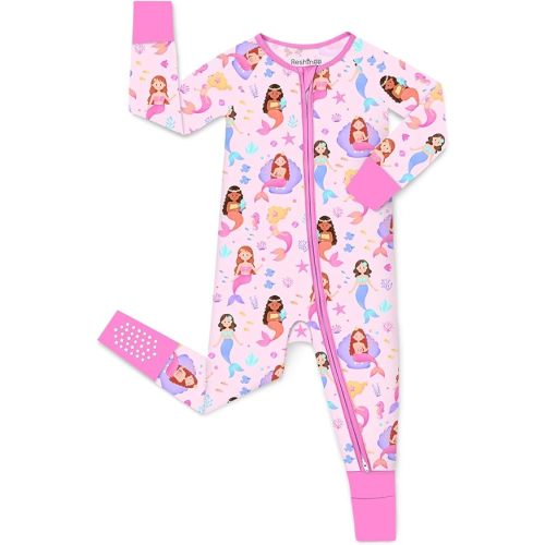 Viscose Derived from Bamboo Baby Footie Pajamas Convertible Newborn Sleeper for Baby Girl Zipper Onesie 0-24M