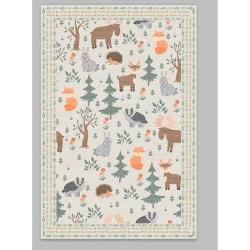 Cute Machine Washable Area Rug with Rubber Backing for Living Room Non-Slip Modern Indoor Carpet Low-Pile Rug