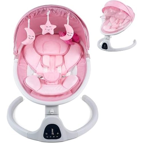 Portable Baby Swing for Infants, Indoor & Outdoor, 5 Point Harness, Pink