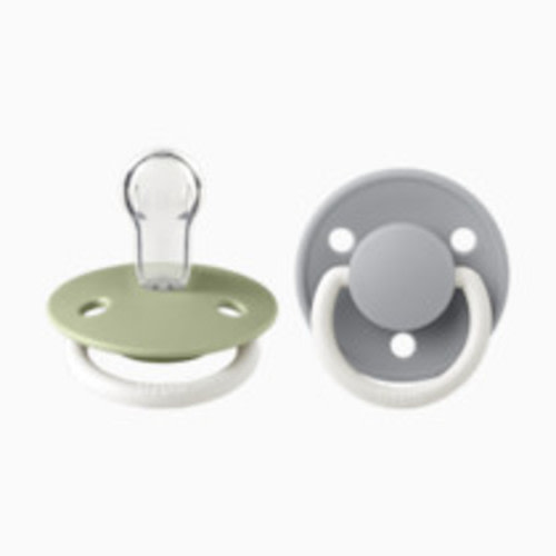 BIBS De Lux Glow-in-the-Dark Silicone Pacifier (2 Pack) - Sage Night / Cloud Night, De Lux, One Size