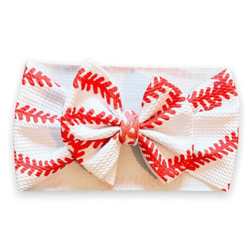 Baseball Baby Headwrap Bow, Sports Toddler Hair Accessory