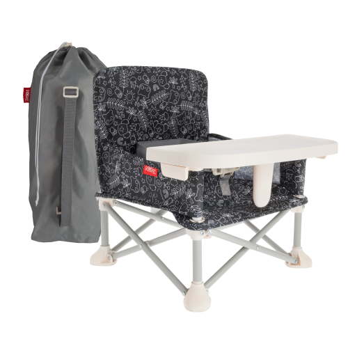 Nuby Pop-Up Portable Booster Seat with Removable Tray, Black and White