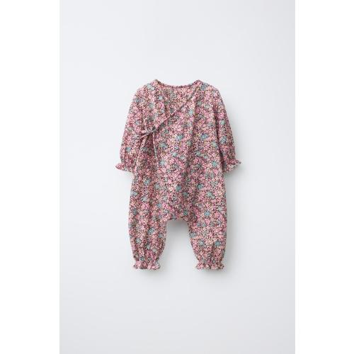 FLORAL PRINT KIMONO JUMPSUIT - Pink | ZARA United States