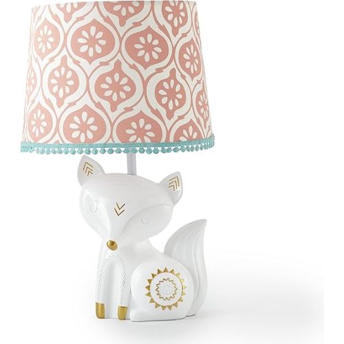 Levtex Baby - Fiona Table Lamp - Spindle Base with Pink Rosette Shade - Nursery Lamp - Base and Shade - Pink, Teal, White - Nursery Accessories - Measurements: 22 in. high and 6 in. Diameter