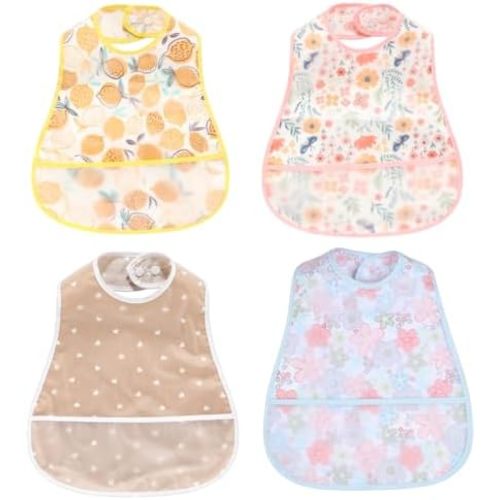 Baby bibs Waterproof Toddler bib - Feeding bib with Pocket for Infant Boy Girl Washable 6-36M