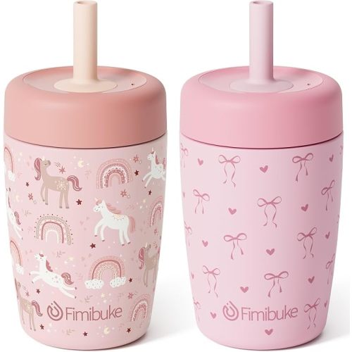 Fimibuke Toddler Cups Spill Proof, 12 OZ Sippy Cup for Toddler Water Bottle