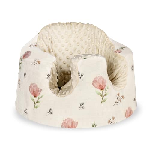 SWESEN Seat Cover Compatible with Bumbo and Nuby Seats, Ultra Soft Minky Bumbo Floor SeatCover, Removable Cover for Baby-Seat, Easy to Install & Remove, Seat Not Included(Floral)