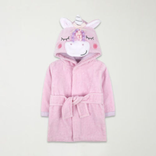 Baby Essentials 0-9 Month Hooded Unicorn Baby Girls Knee Length Long Sleeve Robe